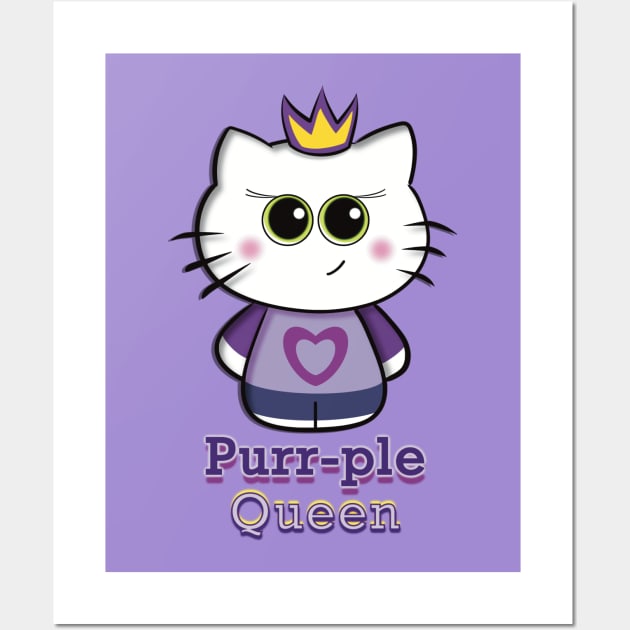 Purr-ple - Cute Queen Cat Wall Art by Creasorz